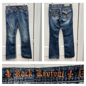 Rock Revival Elaina Easy boot cut thick‎ stitch denim jeans women's 28